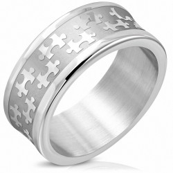 8mm | Bague de bande concave partie de puzzle fini en acier inoxydable mat