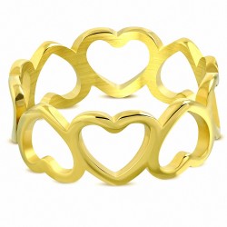 Bague fantaisie en argent avec coeur ouvert en acier inoxydable plaqué or