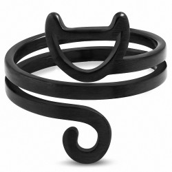 Bague fantaisie pour chat avec finition en acier inoxydable noir mat