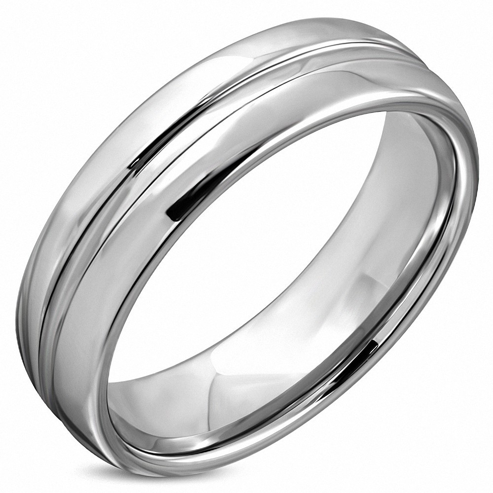 7mm | Bague demi-rond en carbure de tungstène côtelé, coupe confortable