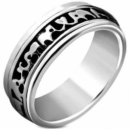 Bague en argent sterling à motif d'éléphant en forme de coeur, 2 tons