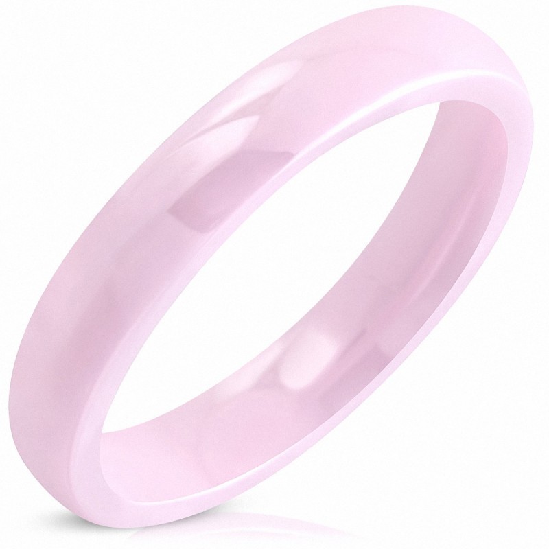 4mm | Bague demi-rond en céramique Comfort Fit en céramique rose