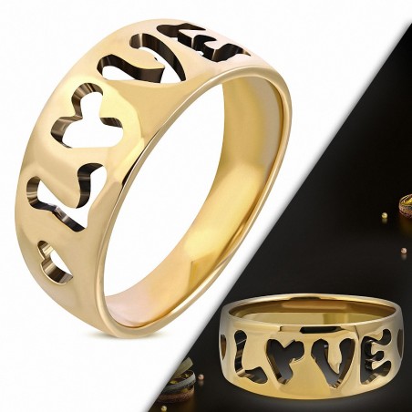 Bague fantaisie en bronze avec monogramme fantaisie amour coeur découpé