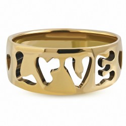 Bague fantaisie en bronze avec monogramme fantaisie amour coeur découpé