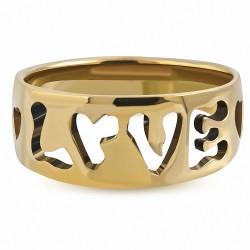 Bague fantaisie en bronze avec monogramme fantaisie amour coeur découpé