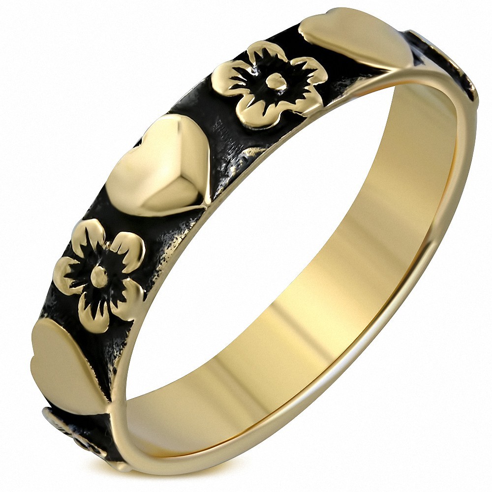 Bague en bronze fantaisie avec coeur