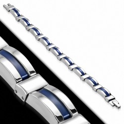 Bracelet à maillons panthère en acier inoxydable avec caoutchouc bleu royal 190