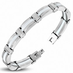 Bracelet à maillons panthère en acier inoxydable avec caoutchouc blanc 192