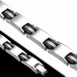 Bracelet à maillons panthère en acier inoxydable avec caoutchouc brun420