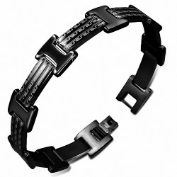 Bracelet à maillons Panthère grecque en acier inoxydable noir 178