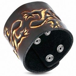 Bracelet en cuir marron véritable Lizard Snap Bracelet