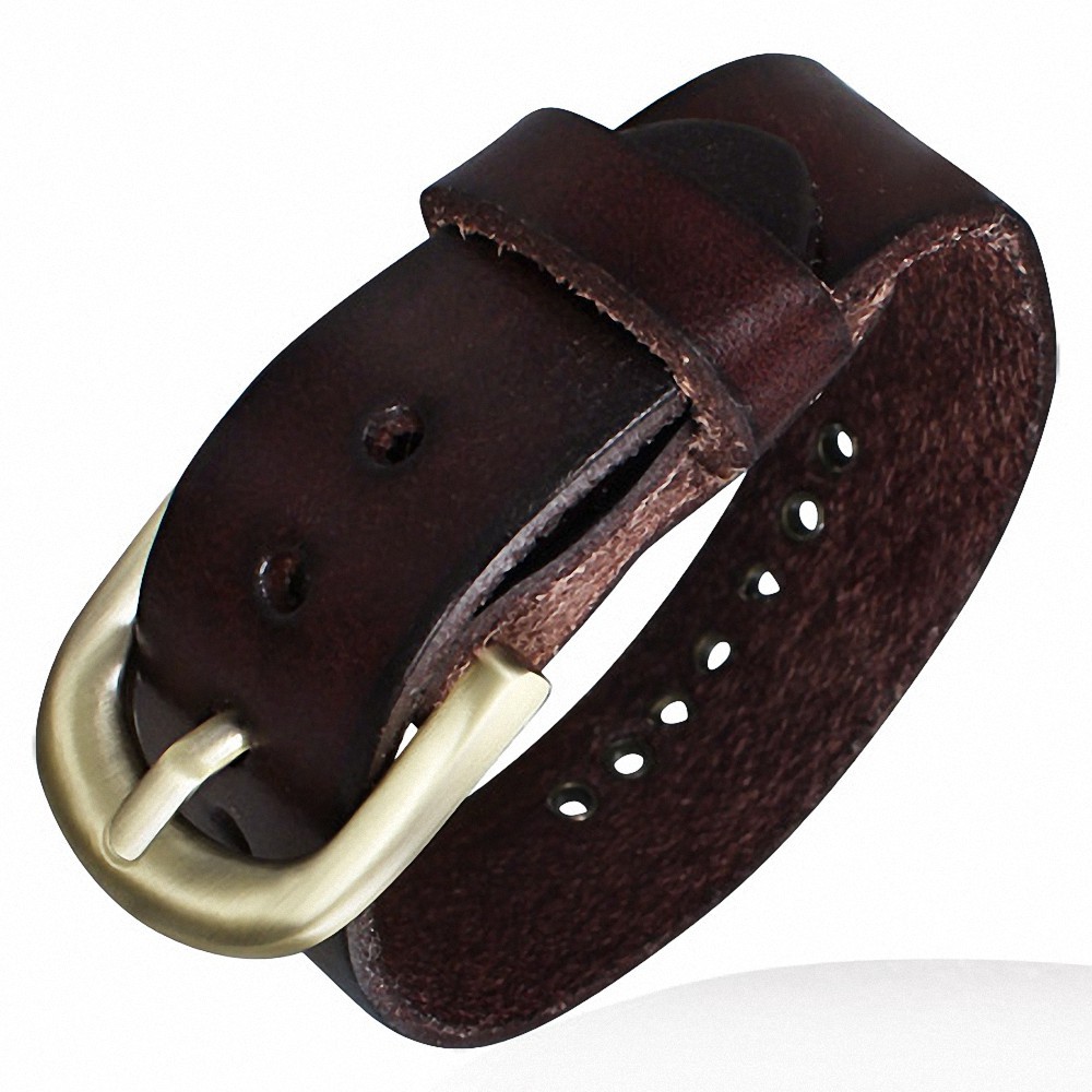 Bracelet en cuir marron avec boucle de ceinture