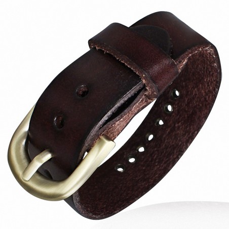 Bracelet en cuir marron avec boucle de ceinture