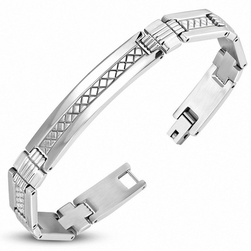 Bracelet de style montre clé grecque en acier inoxydable