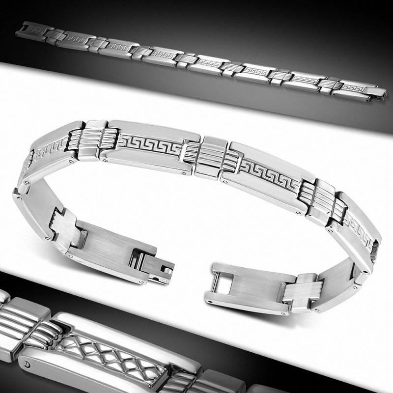 Bracelet à maillons en acier inoxydable avec clé grecque 59
