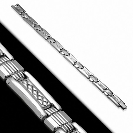 Bracelet à maillons en acier inoxydable avec clé grecque 59