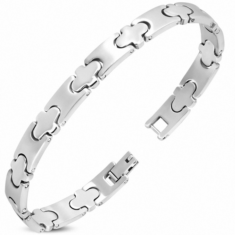 8mm | Bracelet à maillons en croix en acier inoxydable gravable