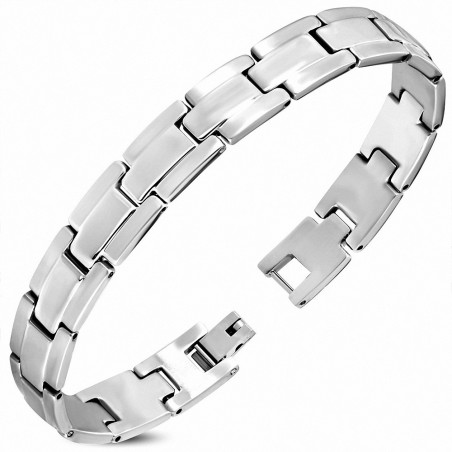 Bracelet à maillons rainurés en acier inoxydable 173