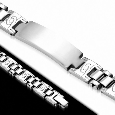 Bracelet d'identification de style montre à graver en acier inoxydable 1
