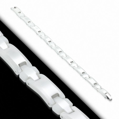 9.5mm | Bracelet magnétique avec maillons en croix en céramique blanche