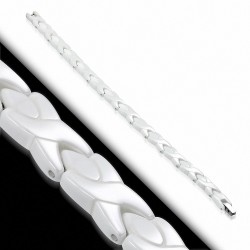 7.5mm | Bracelet magnétique lien en céramique blanche avec bretelles croisées en forme de croix
