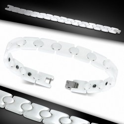 10mm | Bracelet magnétique à maillons en céramique blanche 6