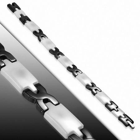 10mm | Bracelet magnétique en céramique bi-ton celtique croix-croix panthère