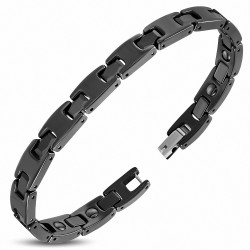 8mm | Bracelet magnétique en céramique noire avec lien panthère  hommes