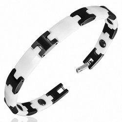 7.5mm | Bracelet magnétique en céramique noir et blanc avec lien de panthère  hommes
