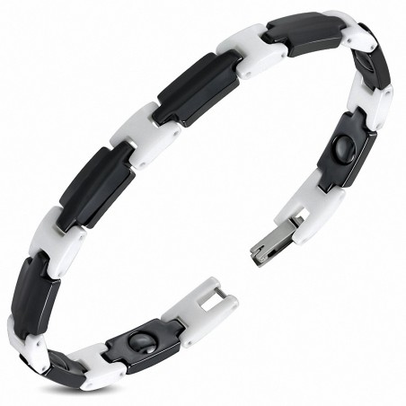 7.5mm | Bracelet magnétique à maillons en céramique 2 tons