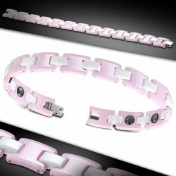 Bracelet magnétique en céramique à 2 tons avec lien panthère