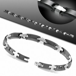7mm | Bracelet magnétique en céramique à 2 tons avec lien de panthère 93