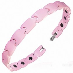 Bracelet magnétique à maillons en céramique rose de 8 mm