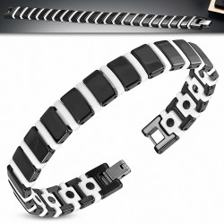 11mm | Bracelet magnétique lien céramique noir et blanc panthère