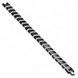 11mm | Bracelet magnétique lien céramique noir et blanc panthère