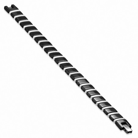 11mm | Bracelet magnétique lien céramique noir et blanc panthère