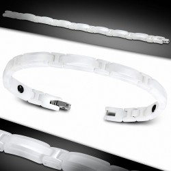 7mm | Bracelet magnétique à maillons en céramique blanche