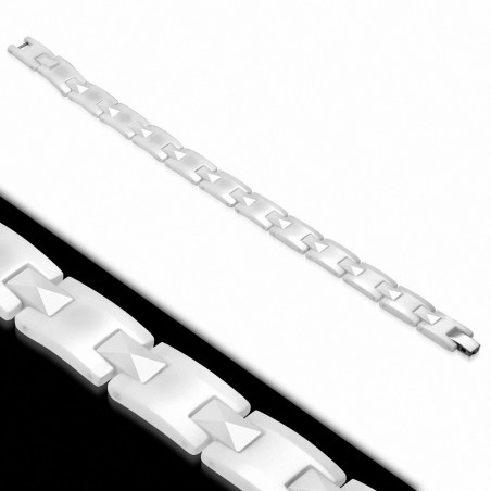 10mm | Bracelet magnétique à maillons en céramique blanche 177