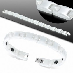 10mm | Bracelet magnétique à maillons en céramique blanche 178