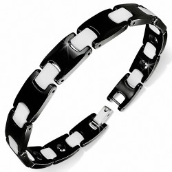10mm | Bracelet magnétique lien en céramique noir et blanc 2 tons Panthère