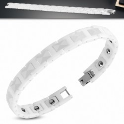 9mm | Bracelet magnétique à maillons en céramique blanche 224