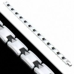 8mm | Bracelet magnétique lien céramique noir et blanc panthère