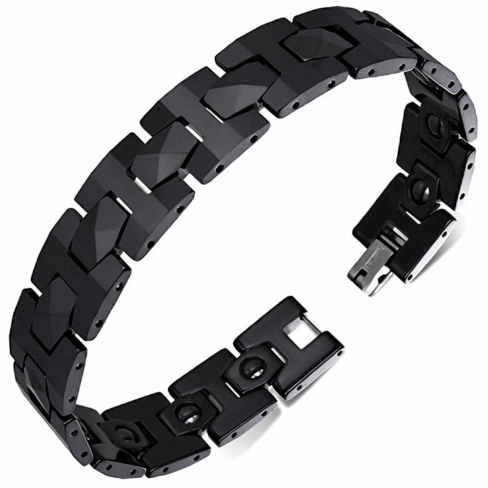 14mm | Bracelet magnétique à maillons en céramique noire