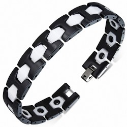 14mm | Bracelet magnétique lien céramique noir et blanc panthère