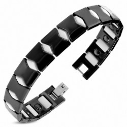 12mm | Bracelet à maillons en céramique noir et blanc avec maillons de panthère
