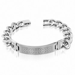 Bracelet chaîne avec maillons cubains en forme de croix et montre de style grec avec clé grecque en acier inoxydable de 12 mm