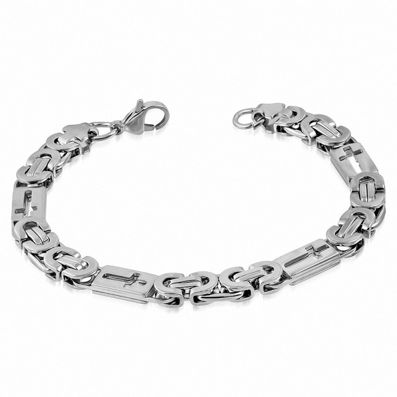 8mm en acier inoxydable fermoir pince de homard fermeture découpe bracelet maillon byzantin croix latine