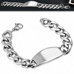 Bracelet identifiant style gourmette en acier inoxydable