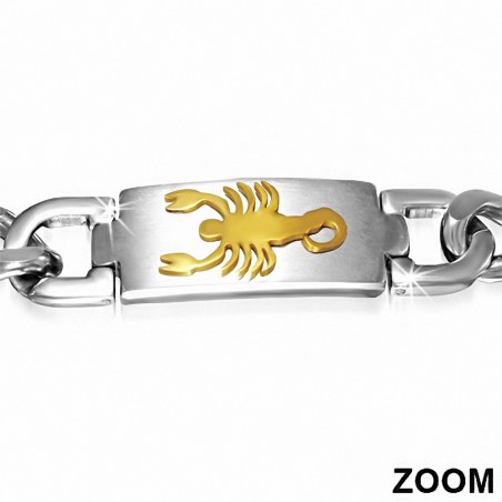 Bracelet à maillons gourmands cubains en forme de signe du zodiaque Scorpion en acier inoxydable
