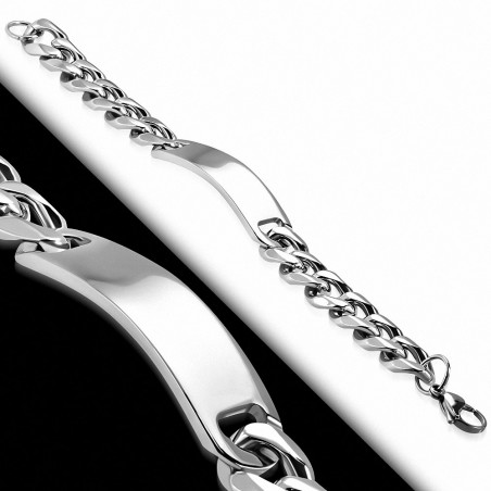 Bracelet d'identification de style montre à graver en acier inoxydable de 15 mm
